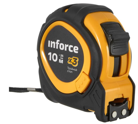 Изображение товара Рулетка Inforce 06-11-78 10 м, прорезиненный корпус, магнитный зацеп