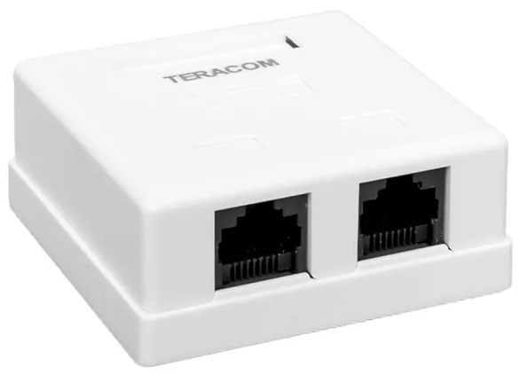 

Розетка компьютерная настенная EKF TRC-WBOX-2RJ45-5EUTP-WH TERACOM Cat.5E неэкран. 2 порта RJ-45 Dual IDC белая, TRC-WBOX-2RJ45-5EUTP-WH