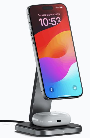 

Зарядное устройство беспроводное Satechi ST-Q21FM 2-IN-1 FOLDABLE QI2 CHARGING STAND-SPAC, ST-Q21FM