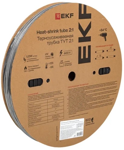 

Термоусаживаемая трубка EKF tut-4-b ТУТ нг 4/2 черная рулон, tut-4-b