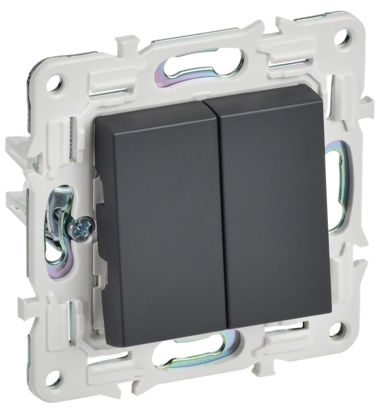 

Переключатель двухклавишный IEK SK-V23-0-10-K48 SKANDY 10А SK-V06T Титан, SK-V23-0-10-K48