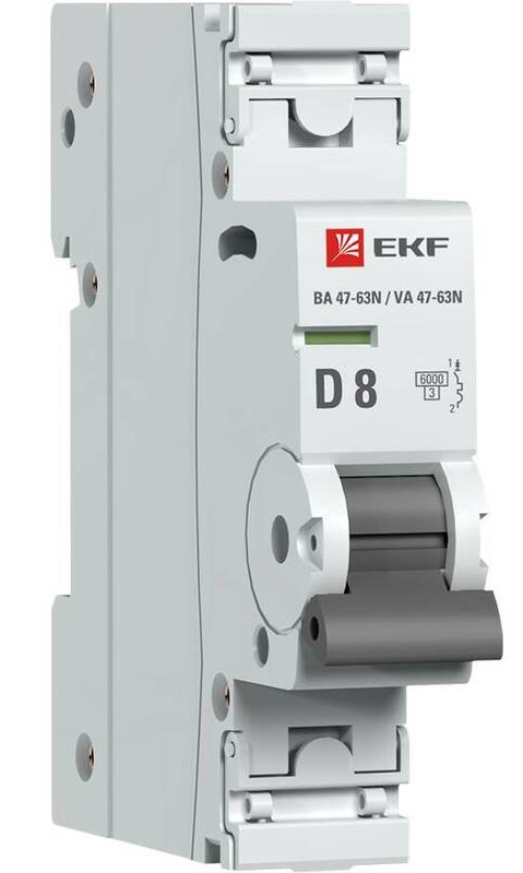 

Автоматический выключатель EKF M636108D 1P 8А (D) 6кА ВА 47-63N PROxima, M636108D