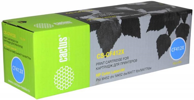 

Картридж Cactus CS-CF412X жёлтый для HP HP CLJ Pro M452dn/ M452dw/M477fdn/M477fdw (5000стр.), CS-CF412X