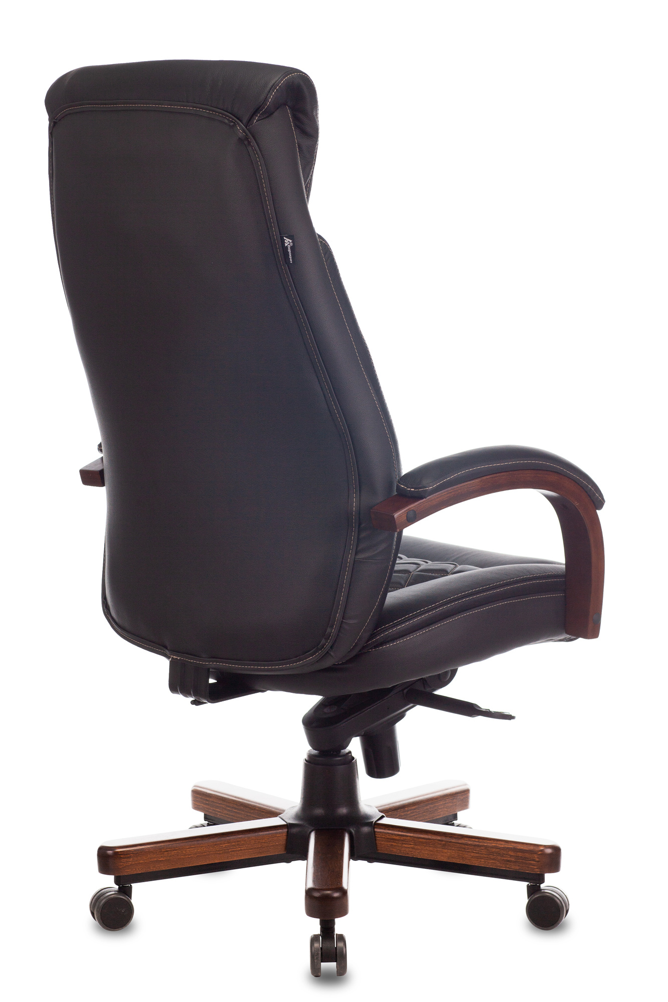 

Кресло Бюрократ T-9924WALNUT руководителя, цвет черный кожа с подголов. крестовина металл/дерево, T-9924WALNUT