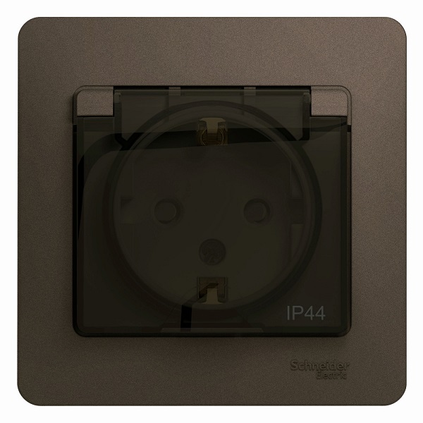 

Розетка Schneider Electric GSL000848 с/з со шторками с крышкой, 16А, IP44 (в сборе) шоколад, GSL000848