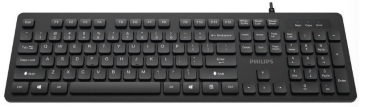 

Клавиатура Philips SPK6264 USB 2.0 104 клав, русская заводская раскладка, чёрный, SPK6264