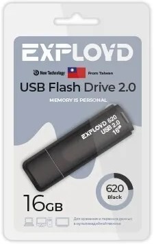 

Накопитель USB 2.0 16GB Exployd EX-16GB-620-Black 620 чёрный, EX-16GB-620-Black