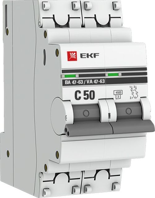 

Автоматический выключатель EKF mcb4763-2-50C-pro модульный 2п C 50А 4.5кА ВА 47-63 PROxima, mcb4763-2-50C-pro