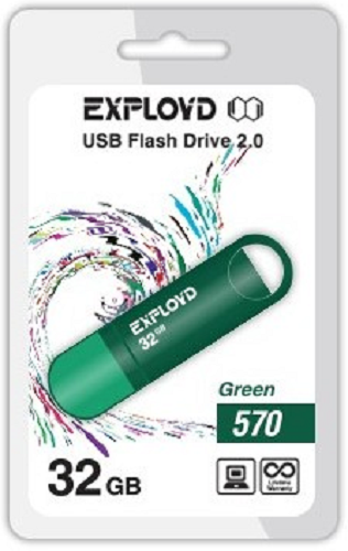 

Накопитель USB 2.0 32GB Exployd 570 зелёный, 570
