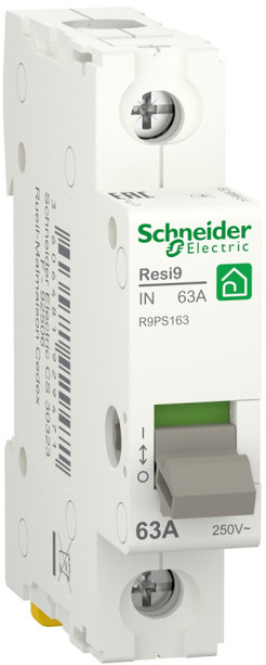 

Выключатель нагрузки Schneider Electric RESI9 R9PS163 (мод. рубильник) 63А 1P, RESI9
