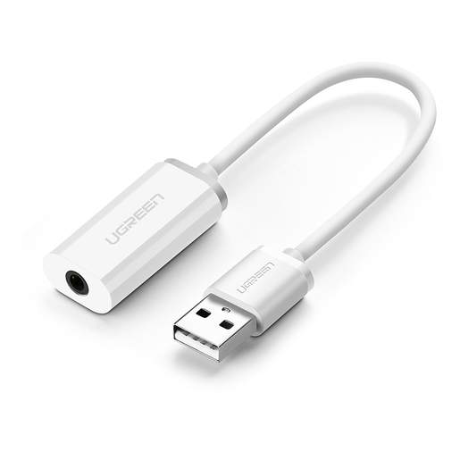 

Кабель UGREEN 30712_ USB A Male to 3.5 mm Aux, белый, 30712_