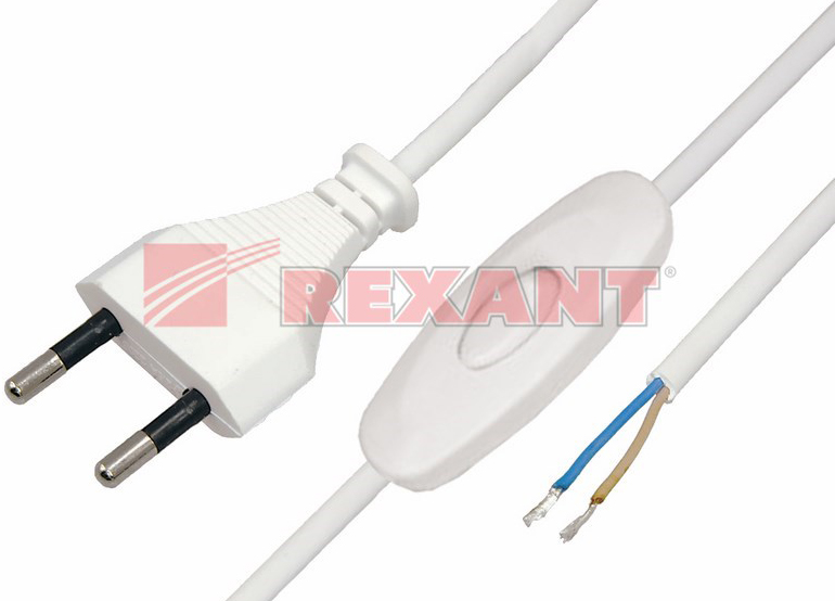 

Кабель питания Rexant 11-1115 1.8М с выключателем без розетки 2.5A-220V белый, 11-1115