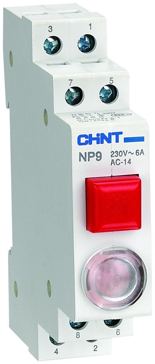 

Кнопка модульная CHINT 584047 NP9-12D3/2 с подсветкой 1НО+2НЗ AC/DC 230В красн., 584047