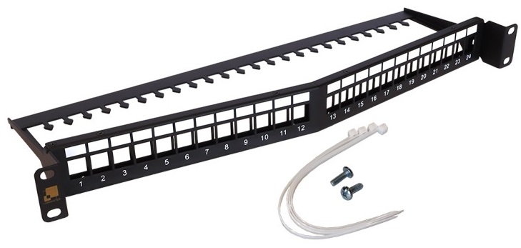 

Патч-панель Lanmaster LAN-PPAR24OK-UTP наборная 19" угловая заглубленная, неэкранированная, 24 порта, 1U, LAN-PPAR24OK-UTP