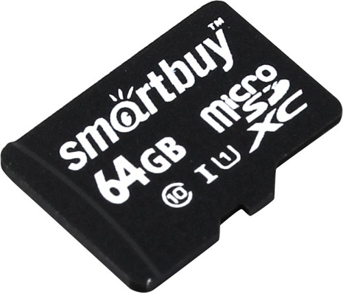 

Карта памяти 64GB SmartBuy SB64GBSDCL10-00 MicroSDXC, Сlass 10, UHS-I без адаптера, SB64GBSDCL10-00