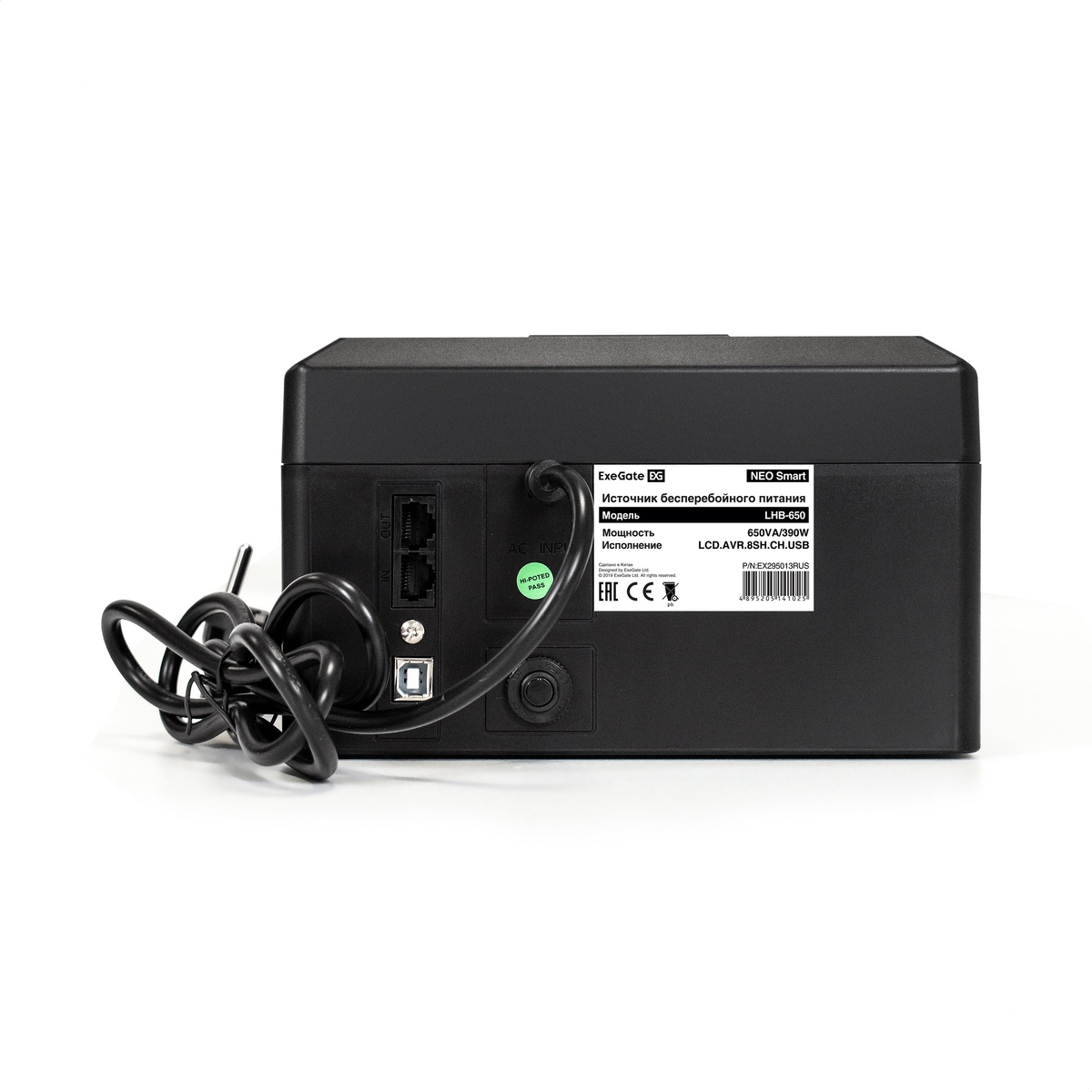 

Источник бесперебойного питания Exegate NEO Smart LHB-650.LCD.AVR.8SH.CH.RJ.USB EX295013RUS 650VA/390W, LCD, AVR, 8*Schuko, RJ45/11, USB, 4*USB-порта, NEO Smart LHB-650.LCD.AVR.8SH.CH.RJ.USB