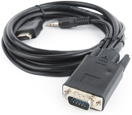 

Переходник Cablexpert A-HDMI-VGA-03-6 кабель HDMI-VGA, 19M/15M + 3.5Jack, 1.8м, черный, позол.разъемы, пакет, A-HDMI-VGA-03-6
