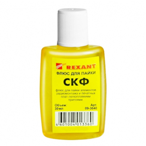 Изображение товара Флюс Rexant 09-3640 спирто-канифольный 30 мл для пайки печатных плат