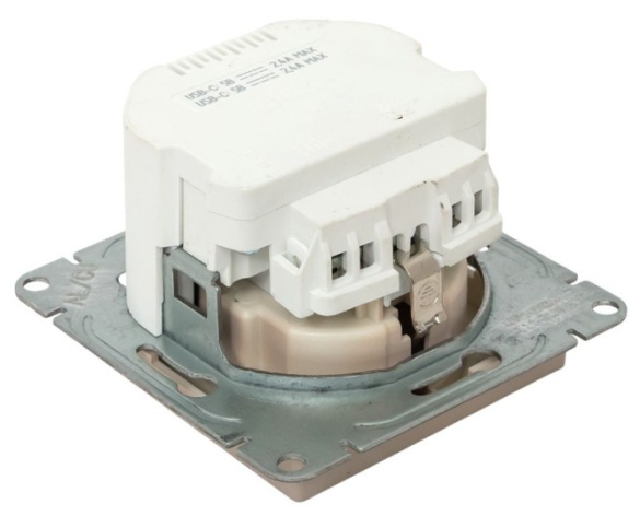фото Розетка с заземлением с 2 USB  EKF UP1-SOI-111-2USBC