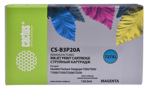 

Картридж Cactus CS-B3P20A пурпурный (130мл) для HP DJ T920/T1500/T2530 (№727), CS-B3P20A