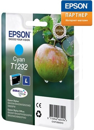 

Картридж Epson C13T12924012 для Stylus SX420W/SX425W/SX525WD/SX620FW, Stylus Office BX305F/BX305FW/BX320FW/BX525WD/BX625FWD/SX430W голубой, C13T12924012