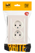 фото Розетка двухместная без заземления в сборе  IEK BR-R20-10-K36-F