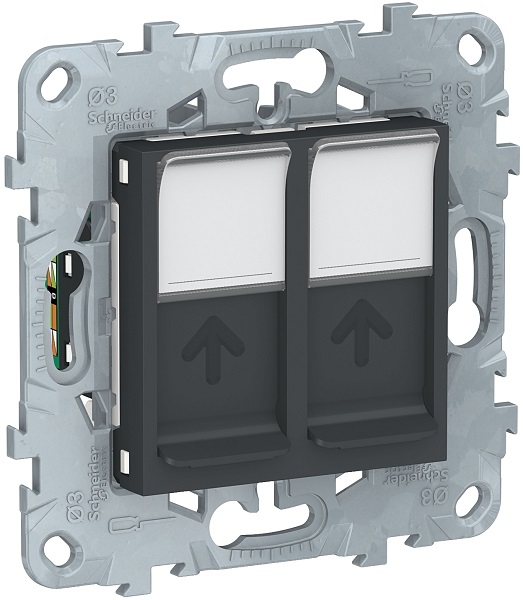 

Розетка Schneider Electric NU542054 UnicaNew, антрацит, компьютерная, RJ45, двойная, кат. 5е UTP, NU542054
