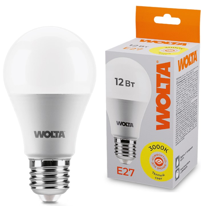 

Лампа светодиодная WOLTA 25Y60BL12E27 12Вт 3000К E27, 25Y60BL12E27