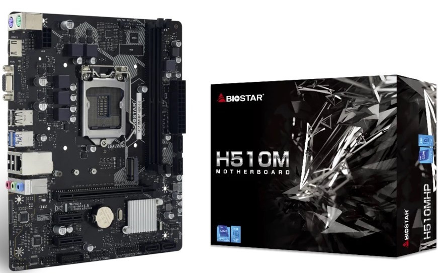 

Материнская плата mATX Biostar H510MHP (LGA1200, H510, 2*DDr4(3200), 4*SATA 6G, M.2, 3*PCIE, 7.1CH, Glan, 2*USB 3.2, HDMI, VGA) RTL, H510MHP