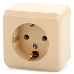 

Розетка Schneider Electric PA16-003K Этюд 1-ая, с заземлением, без шторок, наружная, 16 А, 250 В, 3680 Вт, IP20, в сборе (кремовая), PA16-003K