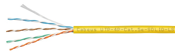 

Кабель витая пара U/UTP 5e кат. 4 пары Cabeus UTP-4P-Cat.5e-SOLID-LSZH-YL 24AWG(0.50 мм), медь, одножильный (solid), внутренний, LSZH, жёлтый, уп/305м, UTP-4P-Cat.5e-SOLID-LSZH-YL