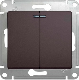 

Выключатель Schneider Electric GSL001353 Glossa 2-клавишный с подсветкой сх.5а (графит), GSL001353