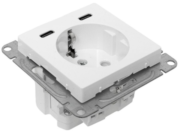 фото Розетка с заземлением с 2 USB  EKF UP1-SOW-111-2USBC в Воронеже