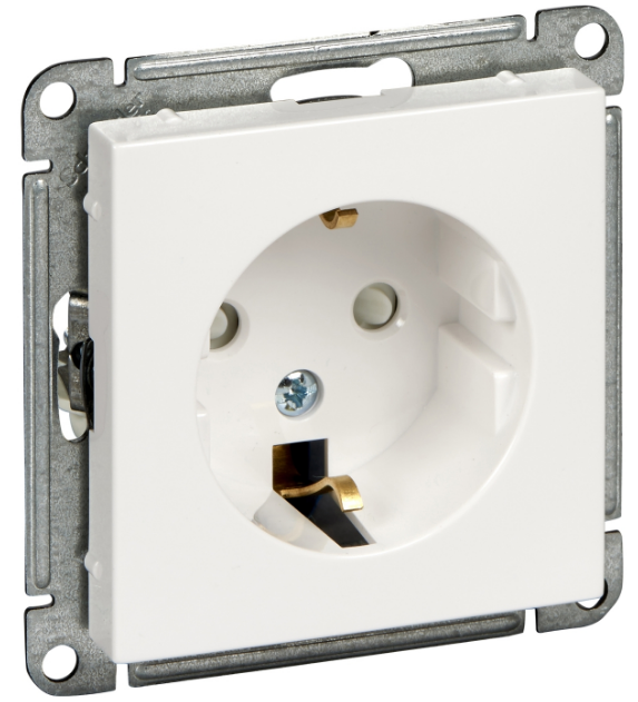 

Розетка Schneider Electric RS16-152-1-86 Wessen 59 с/з с защитными шторками, белый, RS16-152-1-86