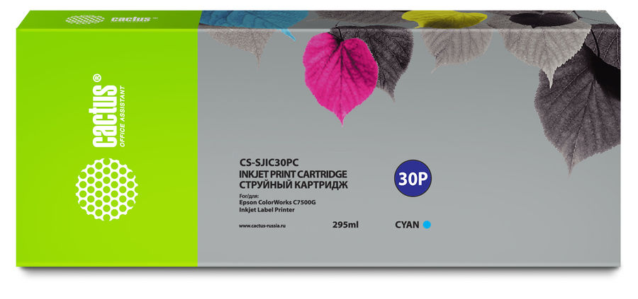 

Картридж Cactus CS-SJIC30PC голубой (295мл) для Epson ColorWorks TM-C7500G, CS-SJIC30PC