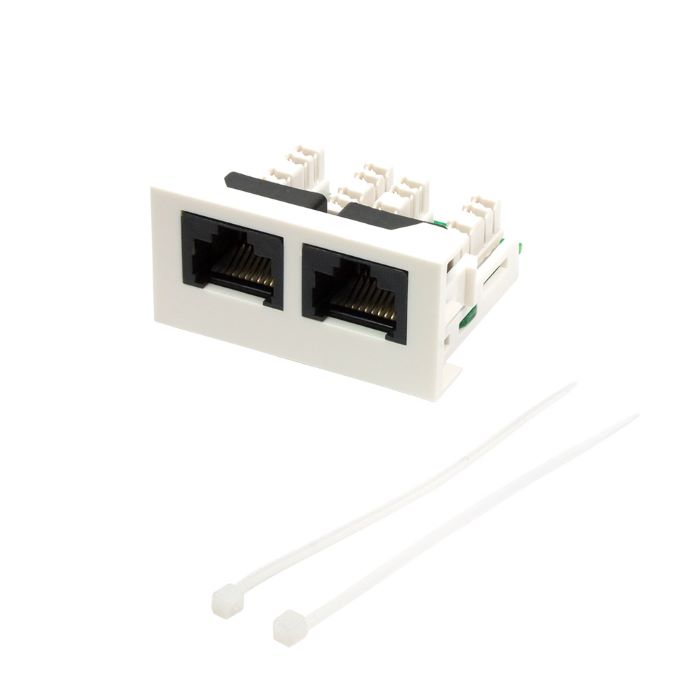 

Вставка Lanmaster LAN-WA-LP-2x45/5E-WH Mosaic 22.5x45 2xRJ45 Cat.5e, белая, LAN-WA-LP-2x45/5E-WH