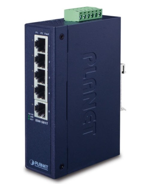 

Коммутатор промышленный неуправляемый Planet ISW-501T IP30 Slim Type 5xFE (-40 to 75 degree C), ISW-501T