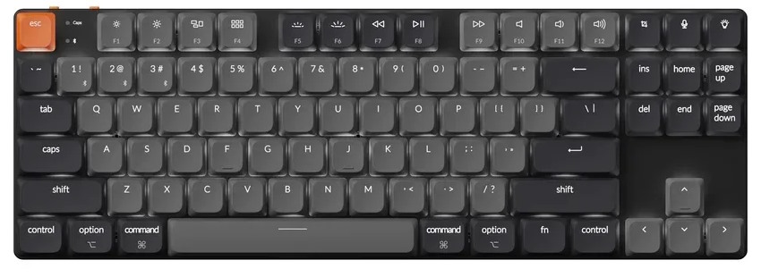 

Клавиатура Wireless Keychron K1 механическая ультратонкая QMK версия 6, 87 клавиш, While Led подсветка,Low Profile Red Switch, K1