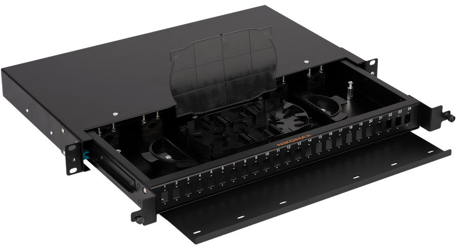 

Кросс оптический стоечный 19" выдвижной 1U NIKOMAX NMF-RP24SC-TS-P1-1U-BK Premium Line, до 24 SC портов или 48 LC портов, со съёмной полкой, черный, в, NMF-RP24SC-TS-P1-1U-BK