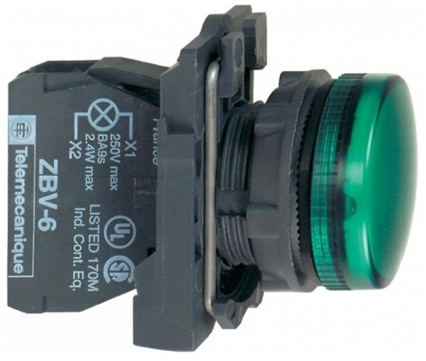 

Лампа Schneider Electric XB5AVM3 сигнальная зелёная светодиодная 230В, XB5AVM3