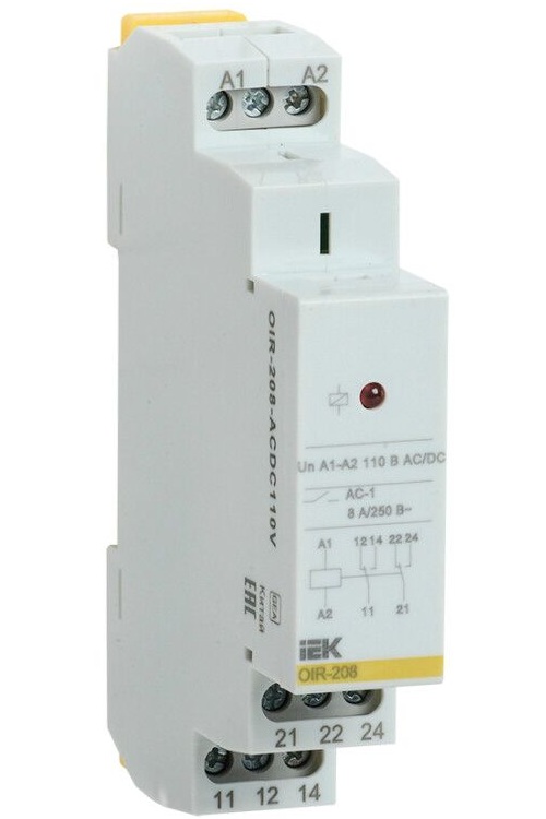 

Реле промежуточное IEK OIR-208-ACDC110V OIR 2 конт. 8А 110В AC/DC, OIR-208-ACDC110V