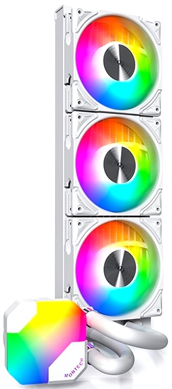 

Система охлаждения жидкостная Montech HYPERFLOW ARGB 360 WHITE LGA1151/1200/2066/1700/AM4/AM5 (TDP 320W, 600-2200rpm, 76.2CFM, 29dBa, 4-pin PWM, 3*120, HYPERFLOW ARGB 360 WHITE