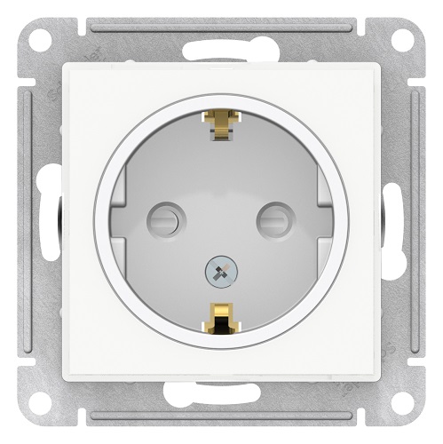 

Розетка Schneider Electric ATN200145 AtlasDesign ART, с заземлением, со шторками, 16А, механизм, белая, ATN200145