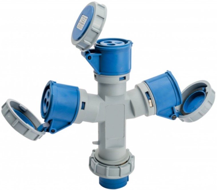 

Адаптер DEKraft 26292DEK трехлучевой 2Р+РЕ 16А 250В IP67 АП-103, 26292DEK