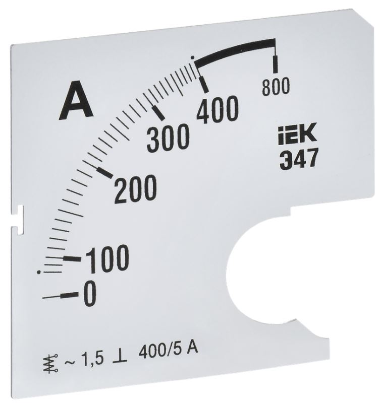 

Шкала сменная IEK IPA10D-SC-0400 для амперметра Э47 400/5А-1,5 72х72мм, IPA10D-SC-0400