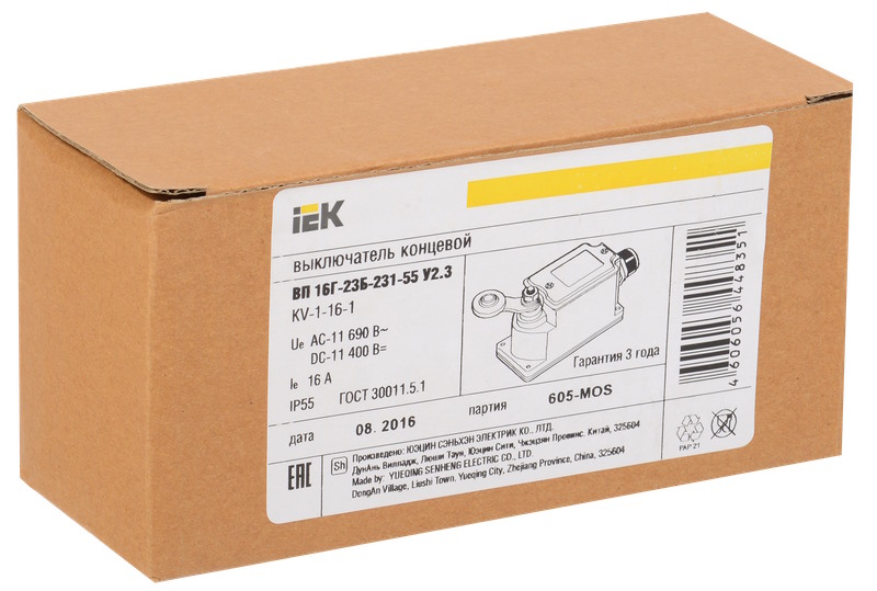 

Выключатель концевой IEK KV-1-16-1 ВП 16Г-23Б-231-55 У2.3, 1з+1р, IP55,, KV-1-16-1