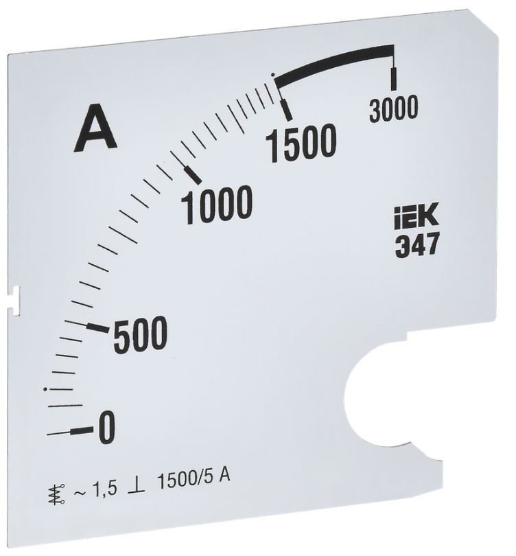 

Шкала сменная IEK IPA20D-SC-1500 для амперметра Э47 1500/5А-1,5 96х96мм, IPA20D-SC-1500