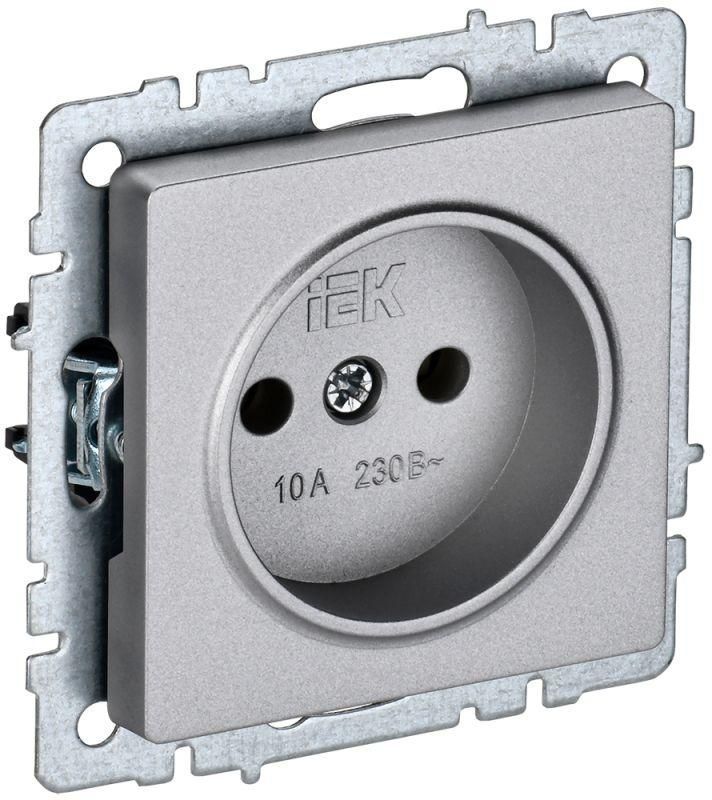 

Розетка IEK BR-R10-10-K47 BRITE РС10-1-0-БрА 10А без заземл. без защ. шторок алюм., BR-R10-10-K47