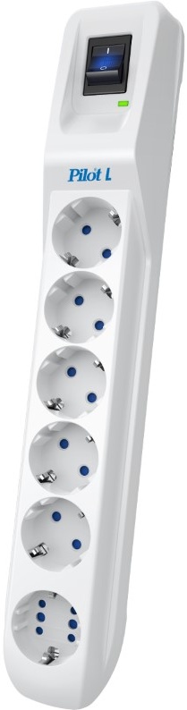 

Сетевой фильтр ZIS Pilot L-6 GP 6 розеток (5 евро + 1GP) 1.8 м white 1000708897, Pilot L-6 GP
