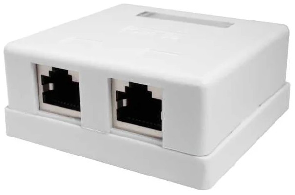 

Розетка настенная SUPRLAN 10-0308-1 накладная RJ45 2 кат.5E FTP белый, 10-0308-1